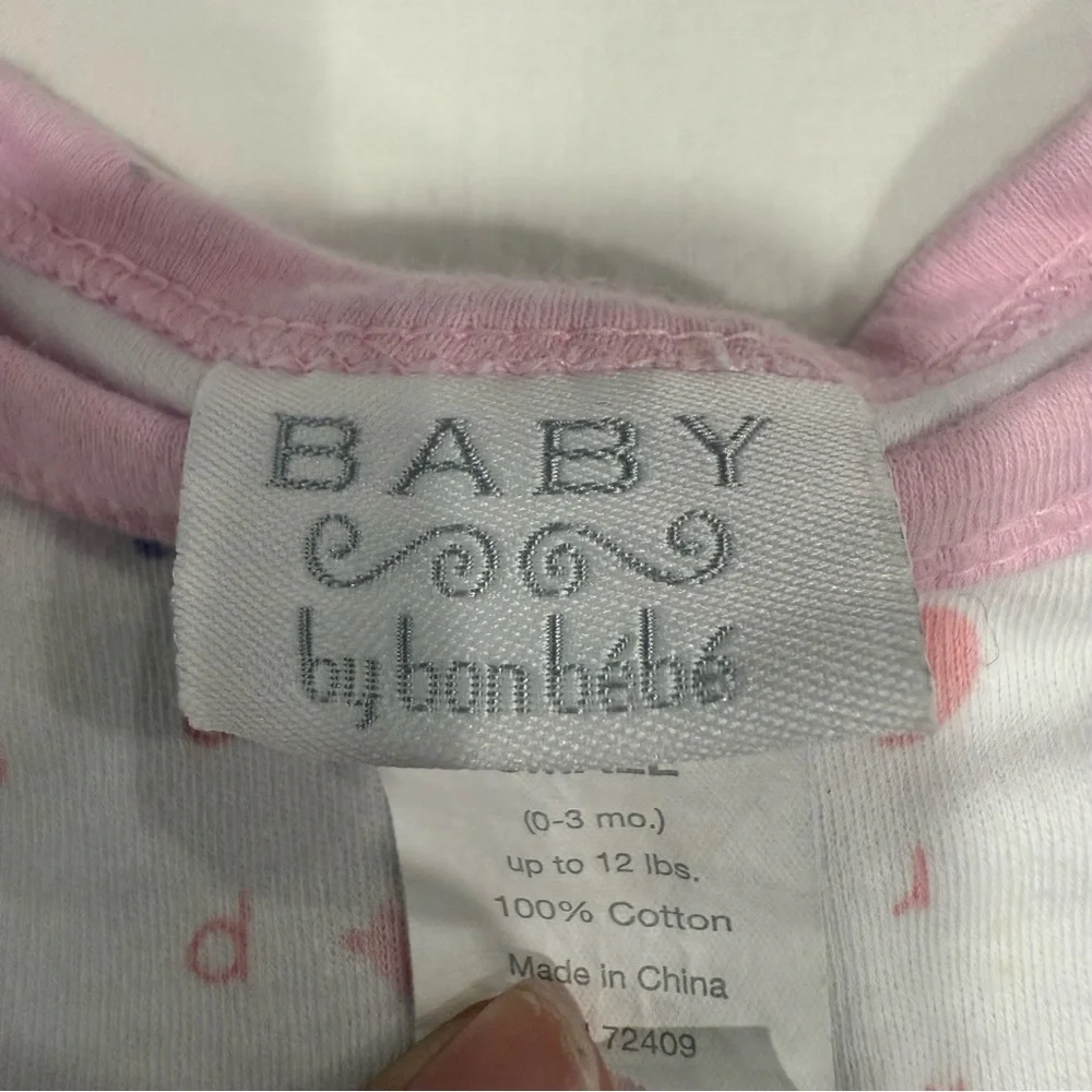 Y2K Bon Bebe Light Pink Baby Set Bunny with Matching Bib Size 0-3 Months
